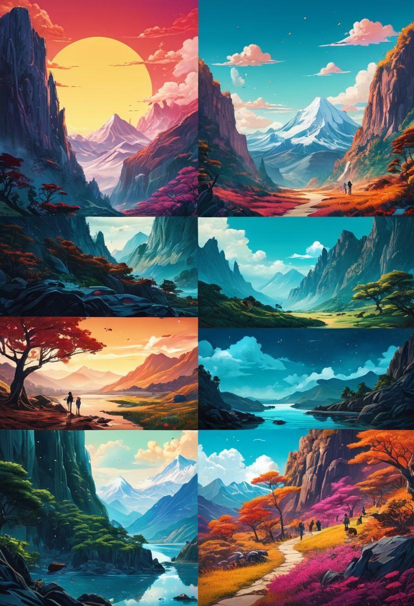 A dynamic collage showcasing the evolution of adult anime, featuring a split scene: on one side, classic graphic novels with bold, intricate lines and rich colors, and on the other, modern animated scenes filled with vibrant characters and fluid motion. Include iconic elements like thought bubbles, action sequences, and fantasy landscapes to highlight the transition. The background should blend these two worlds, fading from paper texture to a digital landscape. vibrant colors. super-realistic. digital art.